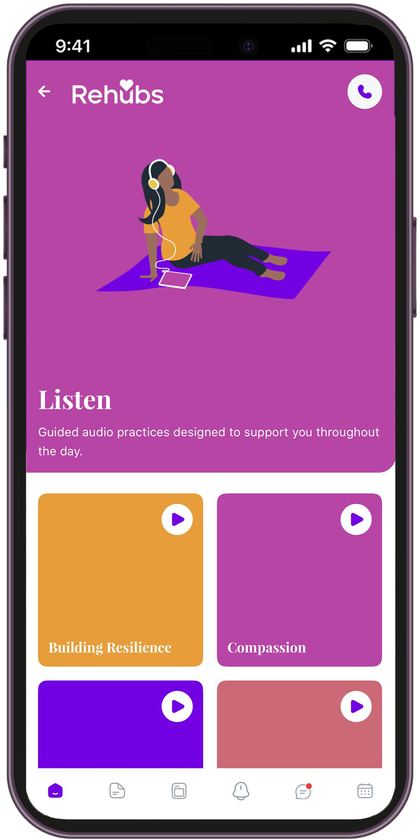 Guided audio practices for resilience and compassion